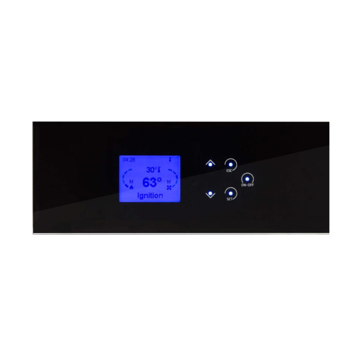 K100 black glass control panel with lcd display