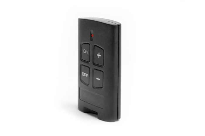 black 4-button radio control for stove and boiler management