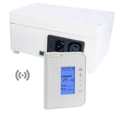 termorregulador radio FC750 con display LCD y placa blanca
